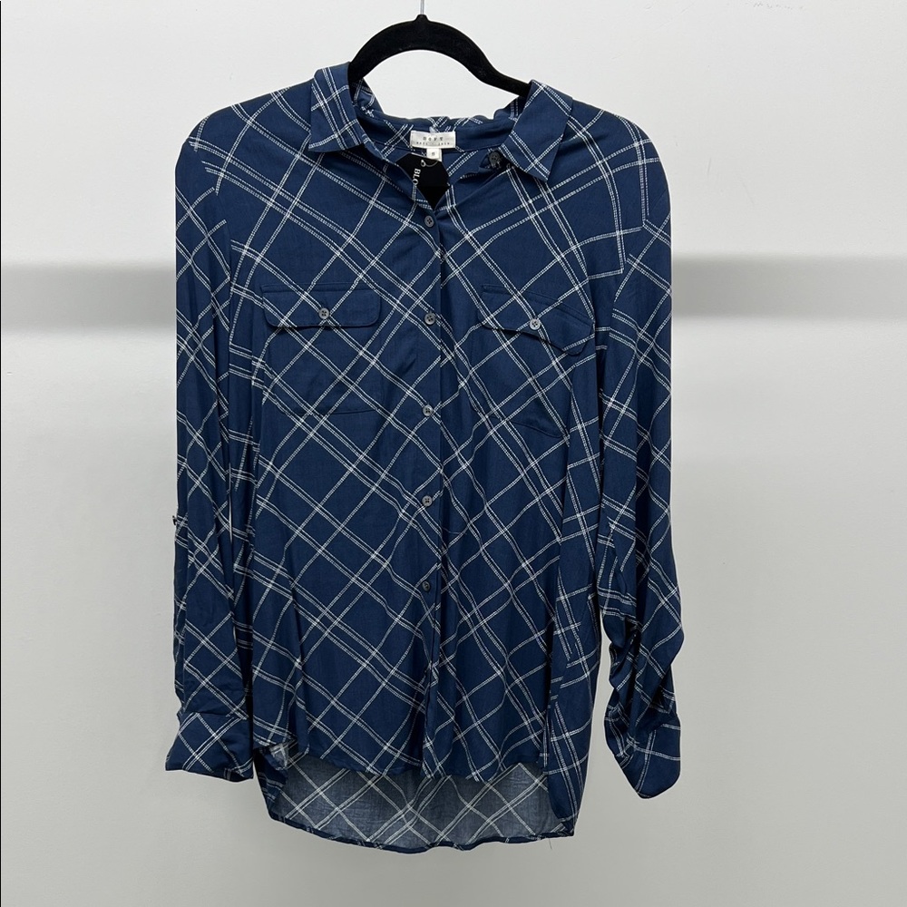Soft Joie Blue Plaid Button Down Shirt